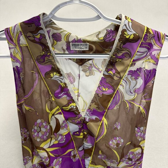 Emilio Pucci Formfit Rogers Vtg 60s Slip & Robe Set Size S/M Mod Print Sheer - Picture 11 of 16